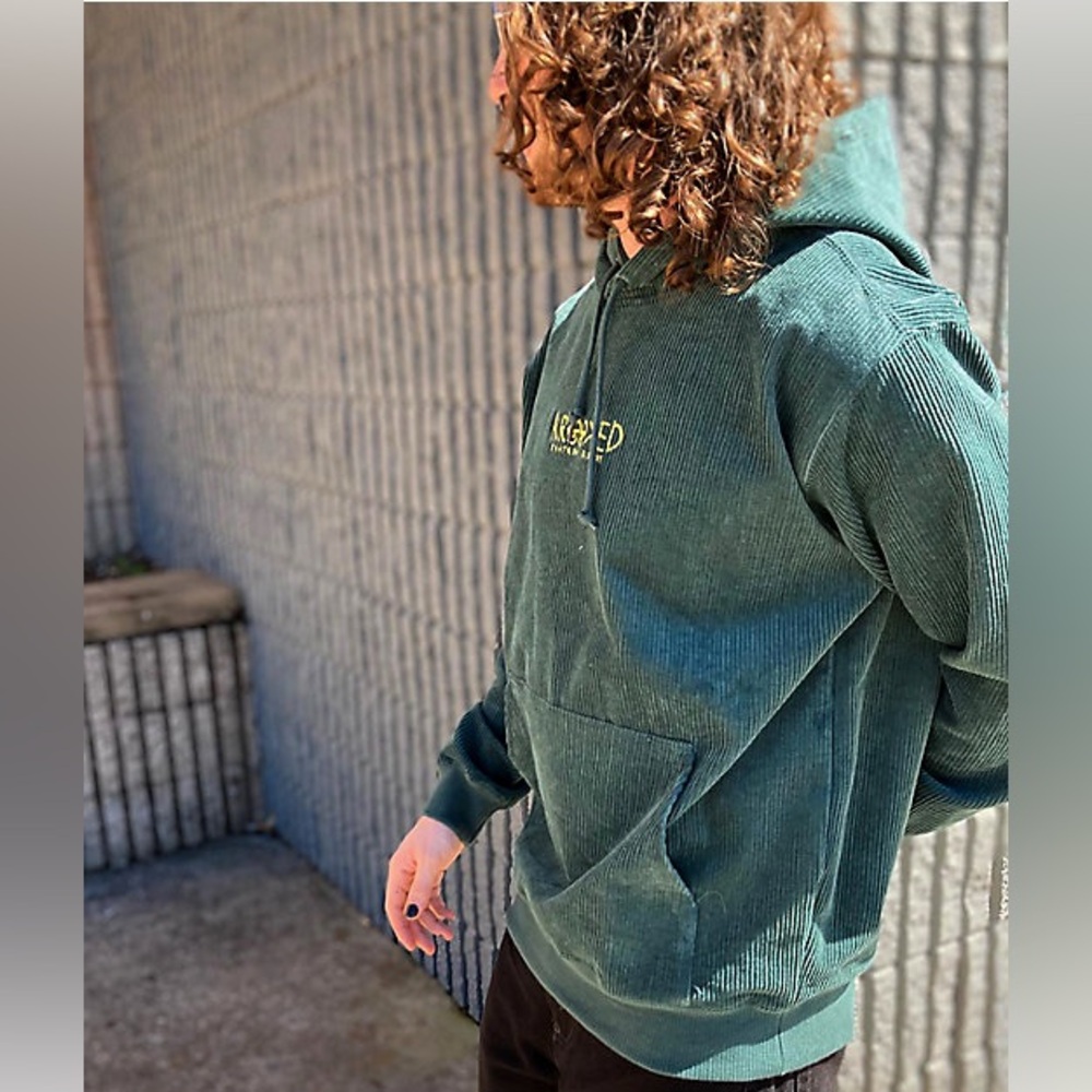 Krooked Skateboarding Green Hoodie Corduroy